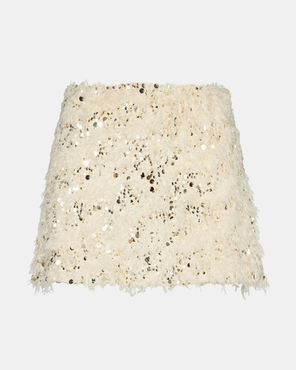 CINDI FEATHER SKIRT IVORY