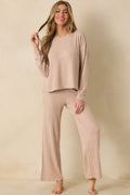 Z Supply Taupe Daydream Silky Rib Long Sleeve Top