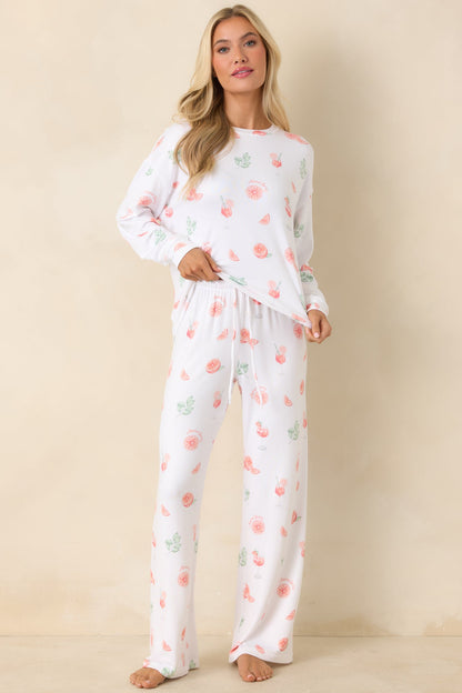 Z Supply White Spritz Long Sleeve Pajama Top