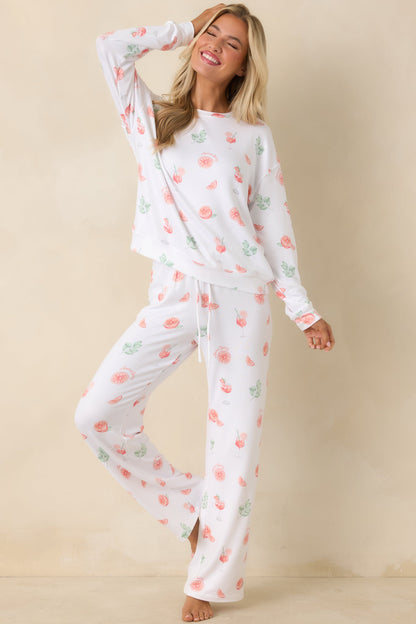 Z Supply White Spritz Long Sleeve Pajama Top