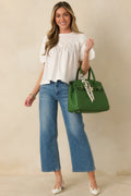 Basic Luxuries White Cotton Short Sleeve Top