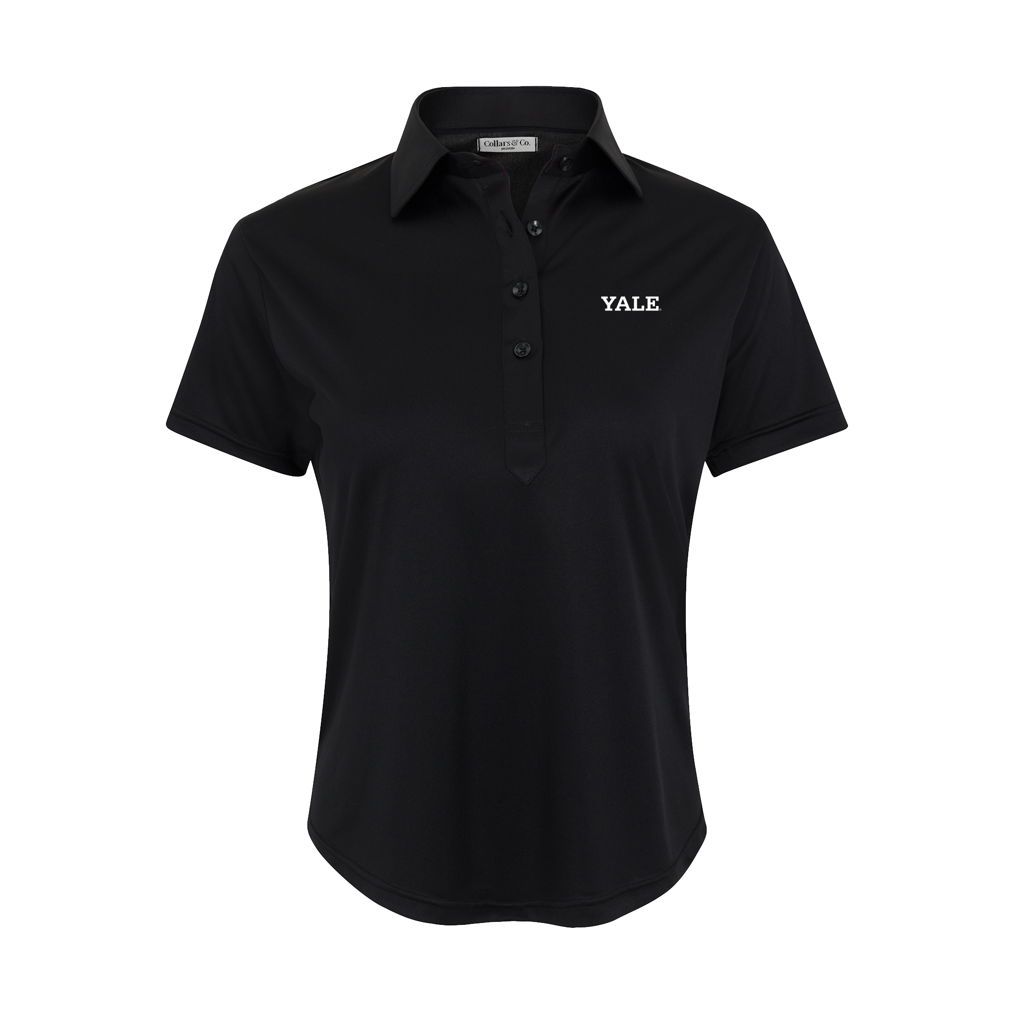Yale Women's Cap Sleeve Semi Spread Polo Black