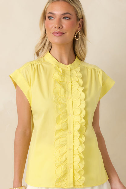 You Brighten My Day Yellow Scalloped Ruffle Top