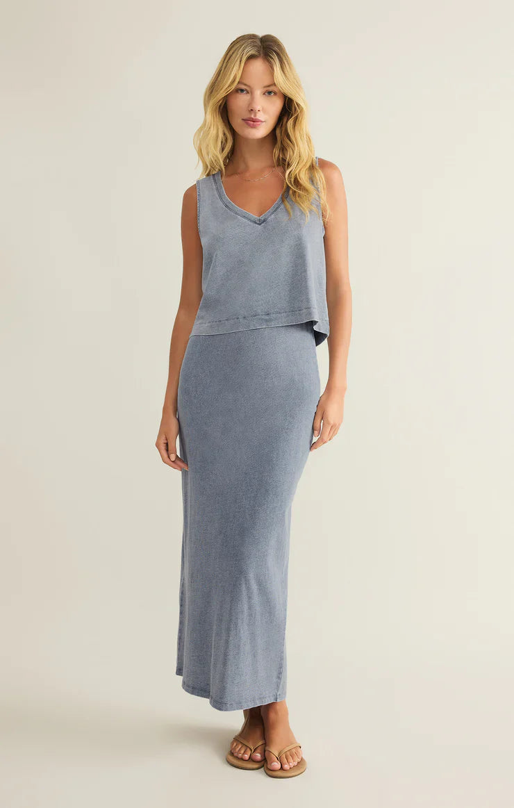 Gail Jersey Midi Denim Skirt
