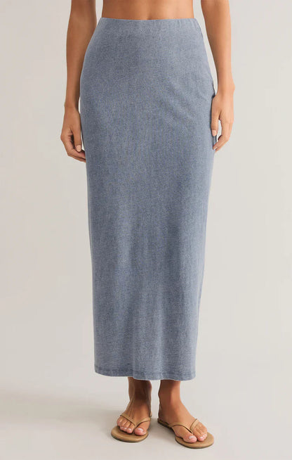 Gail Jersey Midi Denim Skirt