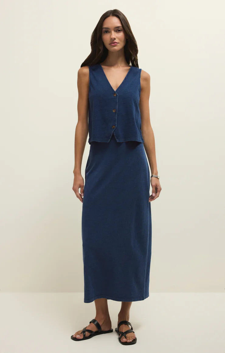 Gail Jersey Midi Denim Skirt