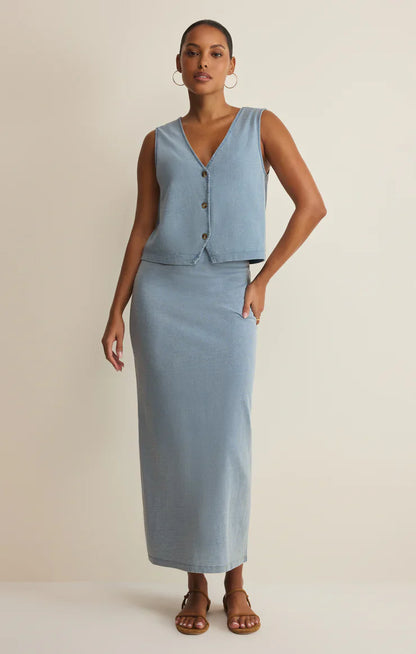 Gail Jersey Midi Denim Skirt