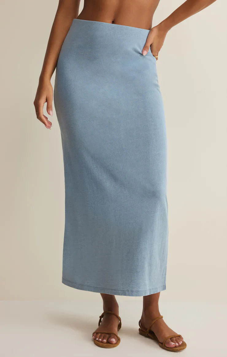 Gail Jersey Midi Denim Skirt
