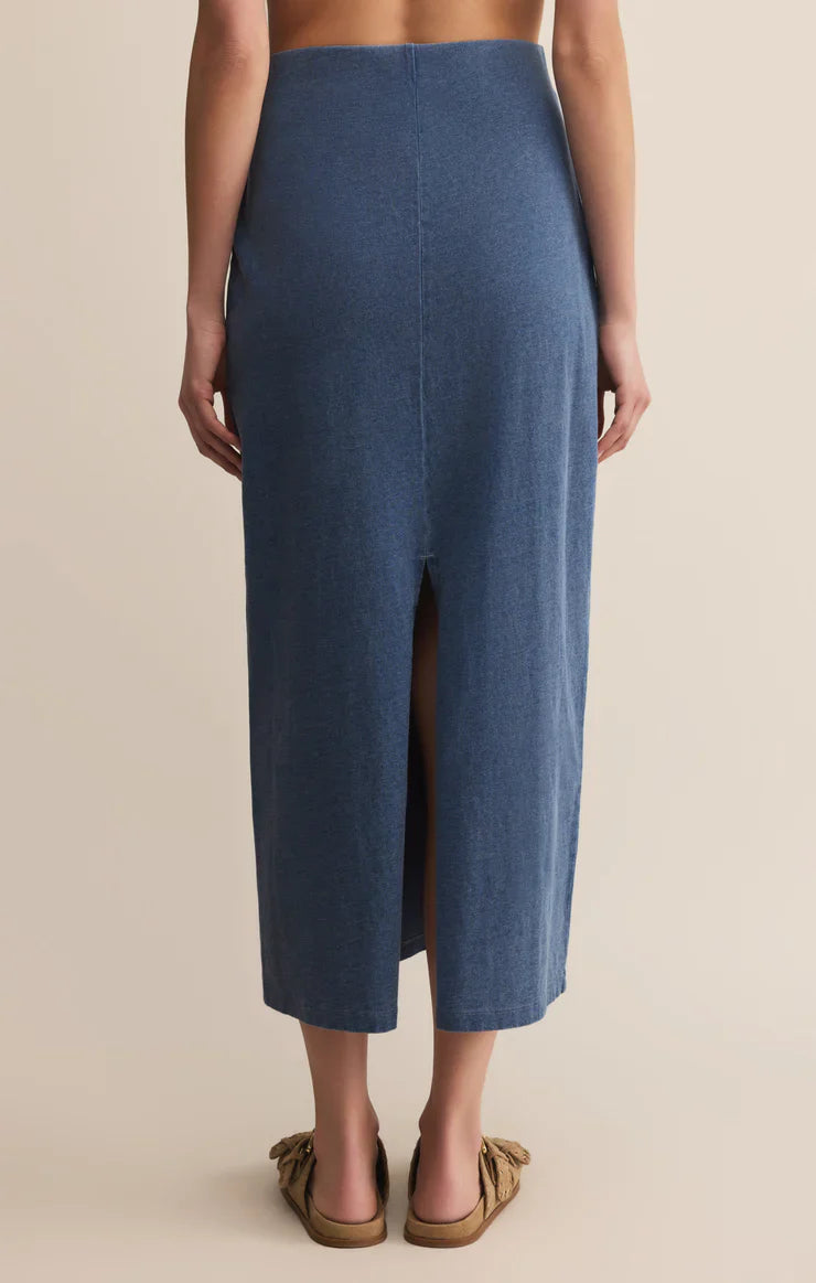 Gail Jersey Midi Denim Skirt