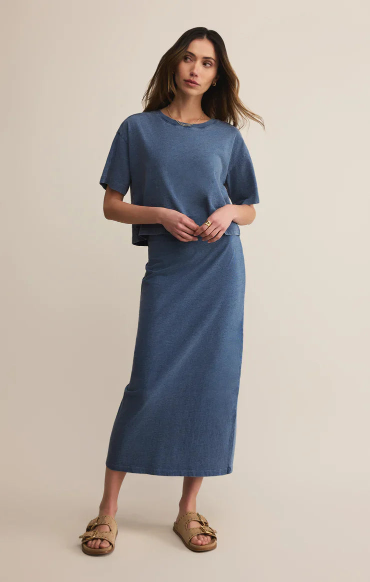 Gail Jersey Midi Denim Skirt