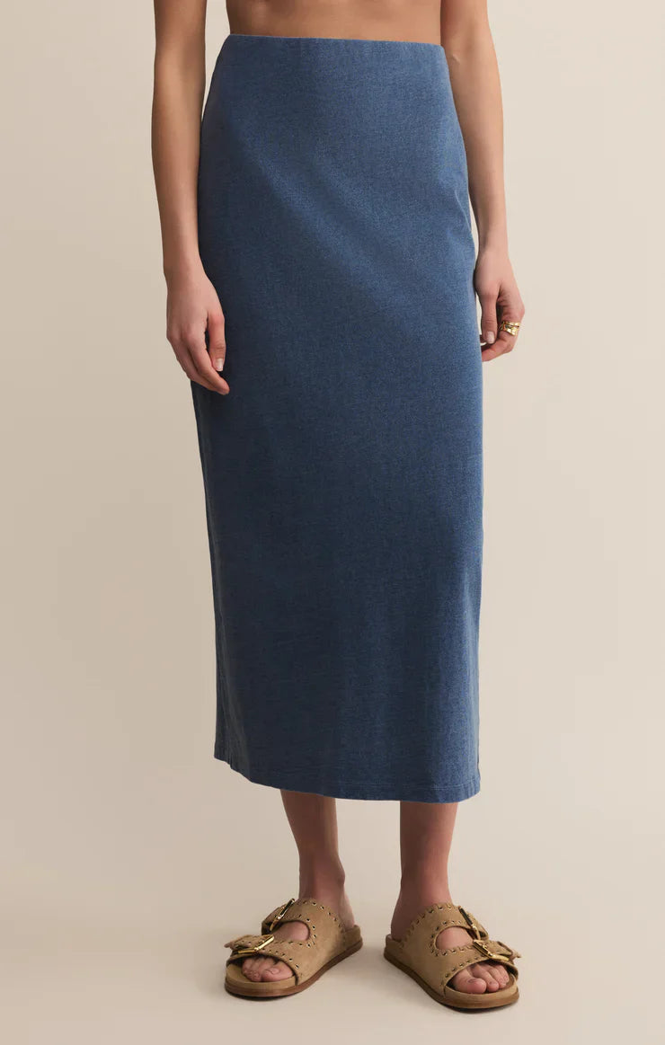 Gail Jersey Midi Denim Skirt