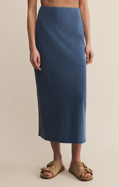 Gail Jersey Midi Denim Skirt