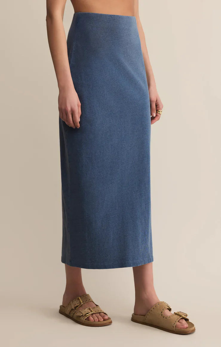 Gail Jersey Midi Denim Skirt