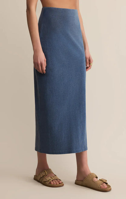 Gail Jersey Midi Denim Skirt