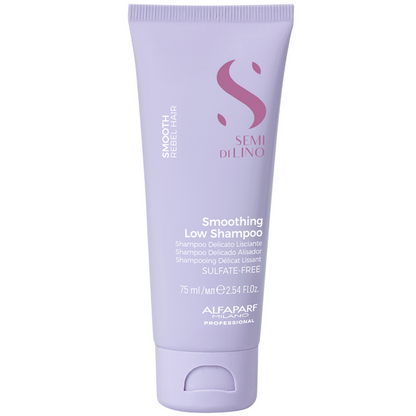Alfaparf Milano Semi di Lino Smooth Smoothing Low Shampoo 75ml sulfate-free shampoo for frizzy hair that gently cleanses, smooths and enhances shine.