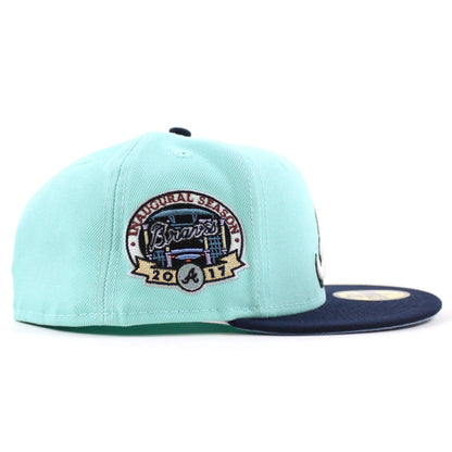 Atlanta Braves 2017 INAUG New Era 59Fifty Fitted Hat (Glow in the Dark BLUE TINT OCEANSIDE BLUE BIRDSEYE BLUE Under Brim)