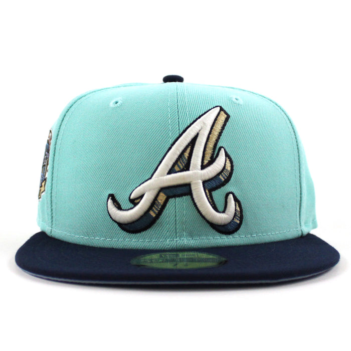 Atlanta Braves 2017 INAUG New Era 59Fifty Fitted Hat (Glow in the Dark BLUE TINT OCEANSIDE BLUE BIRDSEYE BLUE Under Brim)