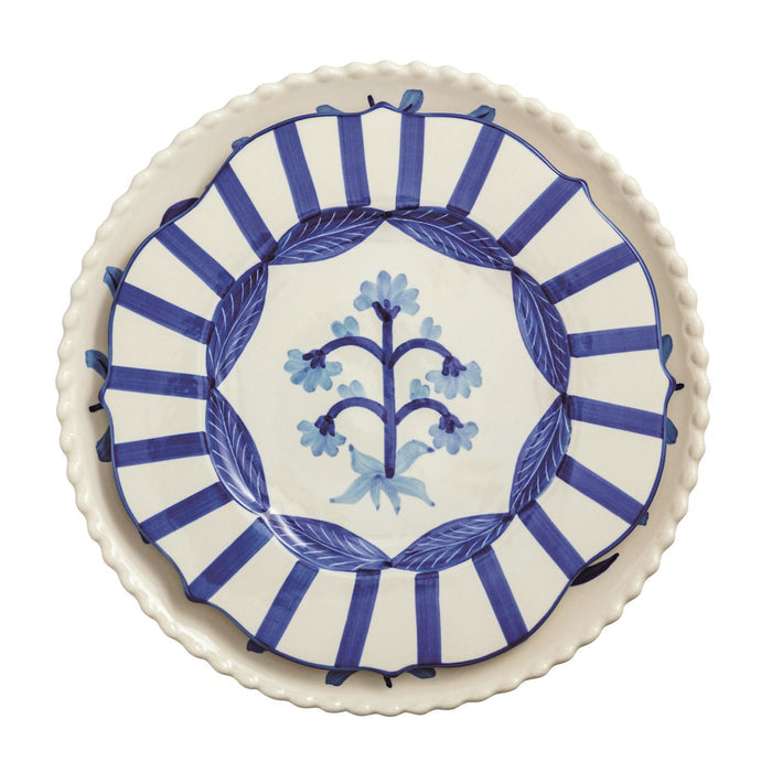 Blue Floral Nested Platter Set