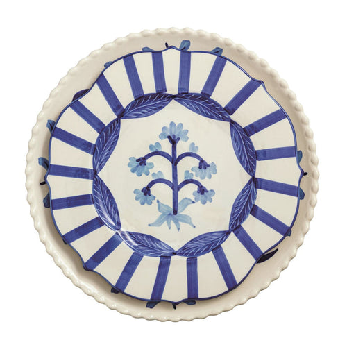 Blue Floral Nested Platter Set