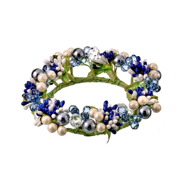 Blue mix pip berry candle ring for farmhouse Spring home decor from Magnolias Home Decor