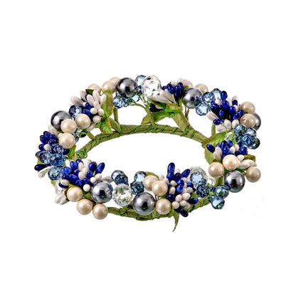 Blue mix pip berry candle ring for farmhouse Spring home decor from Magnolias Home Decor