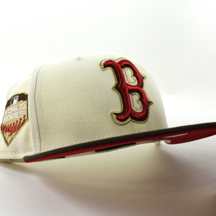 Boston Red Sox 2018 World Series New Era 59Fifty Fitted Hat (GITD Chrome Walnut Scarlet Under Brim)