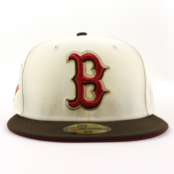 Boston Red Sox 2018 World Series New Era 59Fifty Fitted Hat (GITD Chrome Walnut Scarlet Under Brim)