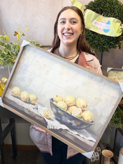 Bowl Of Lemons Wood Art