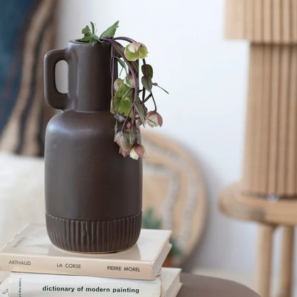 Brown Ceramic Vase w/ Handles
