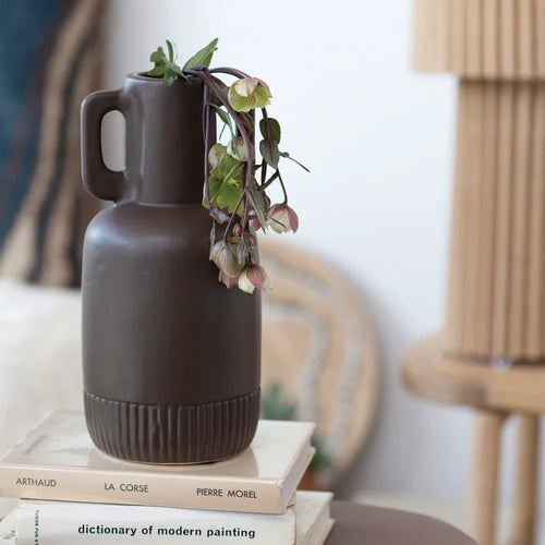 Brown Ceramic Vase w/ Handles