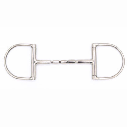 Stainless steel Hunter Dee bit with a 3‑barrel mullen mouthpiece and independently moving D‑shaped cheeks, shown on a white background.