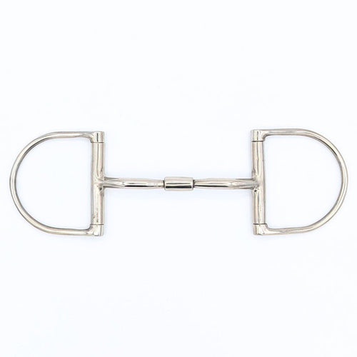 Single‑barrel mullen Hunter Dee bit with curved stainless‑steel mouthpiece and copper inlay, shown against a neutral background.