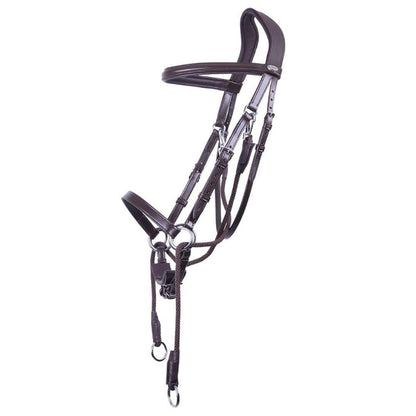 qhp ceto bitless bridle brown with white background