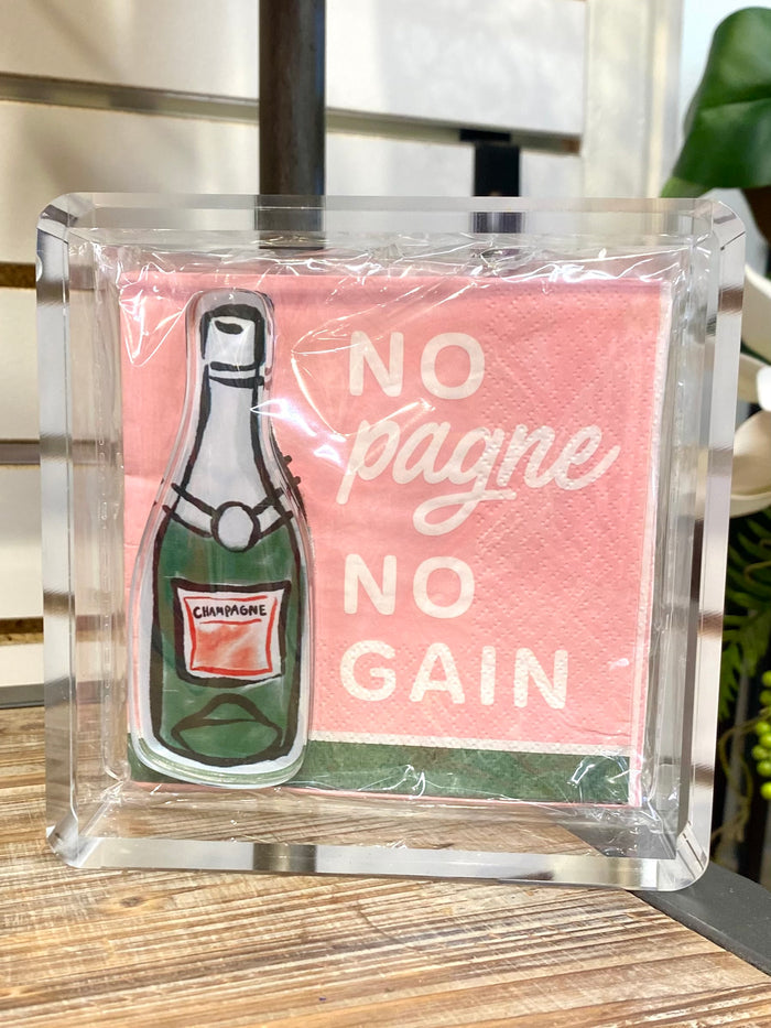Champagne Acrylic Napkin Caddy & Weight Set