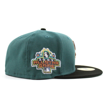 Chicago White Sox 2003 All Star Game New Era Fitted 59Fifty Hat (Pine Green Black Mountain Green Under Brim)