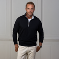 🎁 Heather Cloud Cotton Quarter Zip Black with Light Grey Trim (100% off)