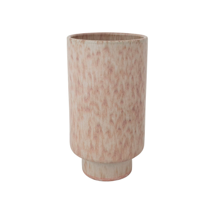 Coral Stoneware Footed Vase