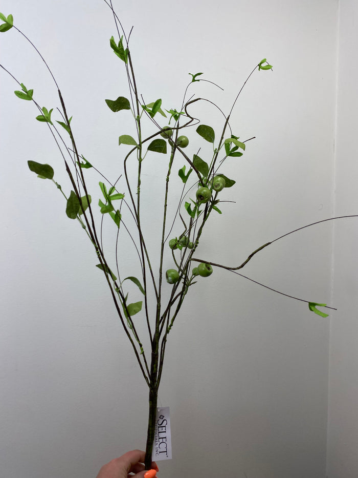 Silk green crater berry twig leaf spray 39 inch for farmhouse transitional everyday home decor from Magnolias Home Decor
