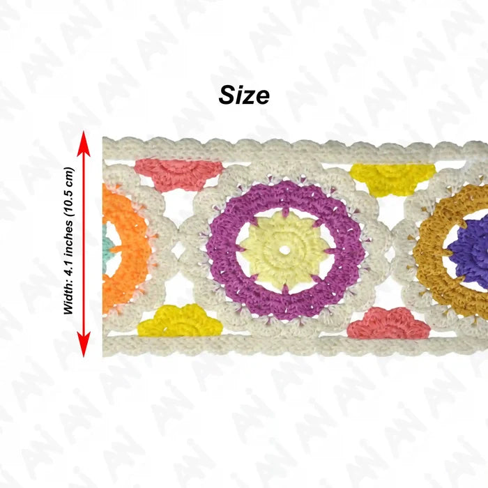 Crocheted Granny Square Lace Trim | 2 Meter