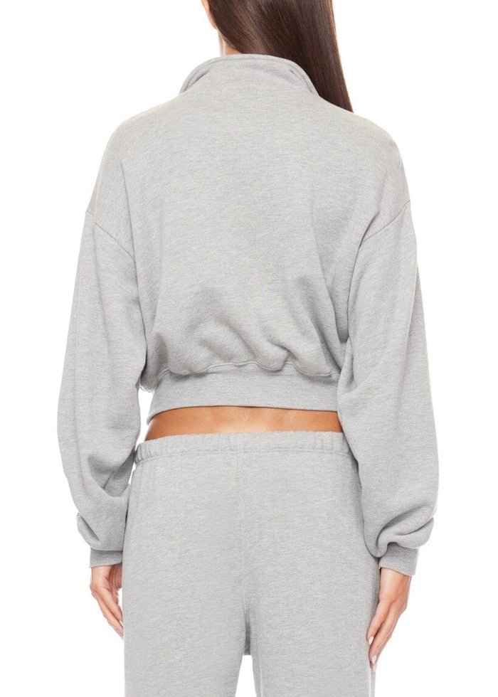 Cropped Half Zip Sweater (Heather Grey)