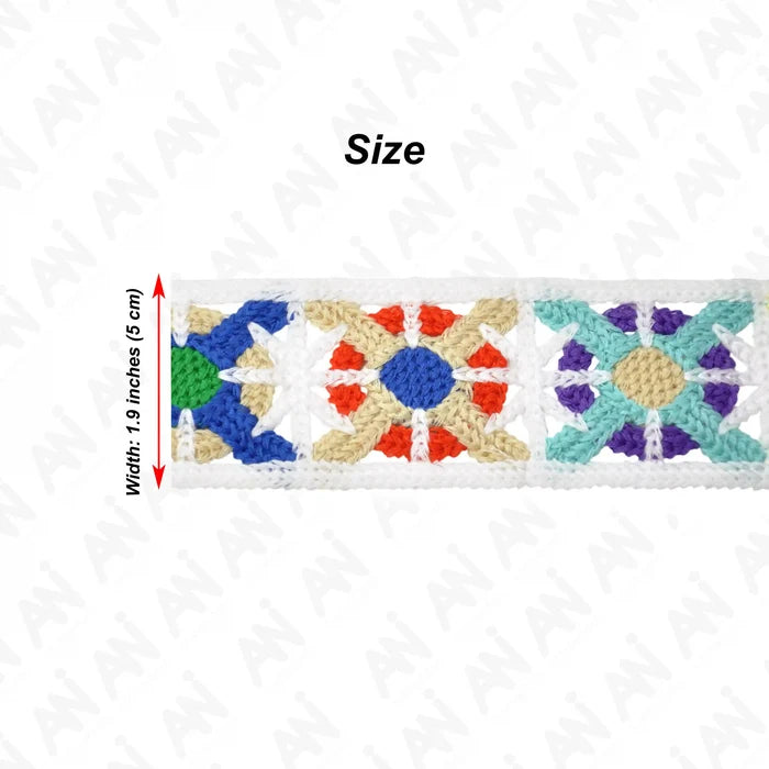 Cross Circle Crochet Multicolor Lace | 2 Meter