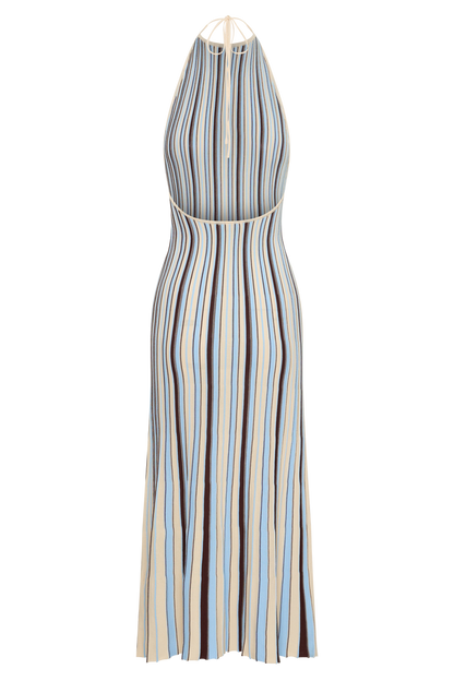 Dalani Halterneck Knit Midi Dress - Blue/Chocolate