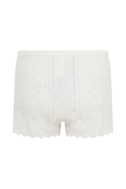 Darlene Pointelle Knit Shorts - White