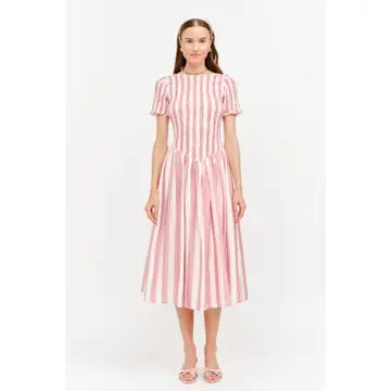 Drop Waist Smocked Midi Dress