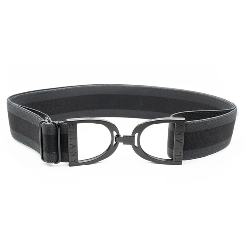 ELLANY 1.5" Black Matte Stirrup Charcoal Stripe