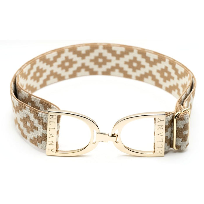 ELLANY 1.5" Gold Stirrup Carmel Polo Belt