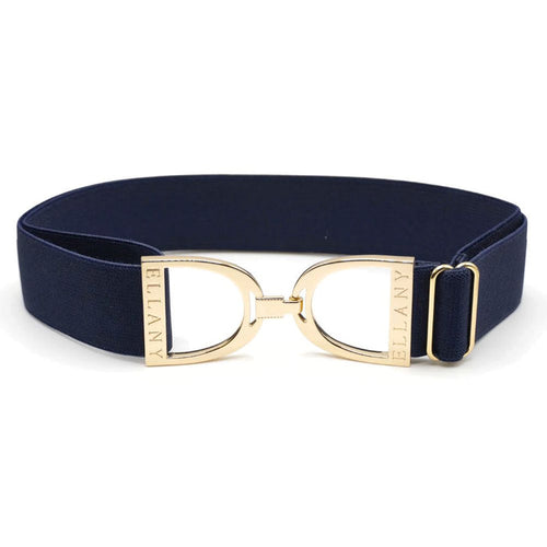 ELLANY 1.5" Gold Stirrup Navy Belt