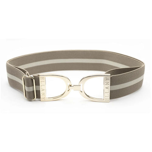 ELLANY 1.5" Gold Stirrup Taupe and Cream