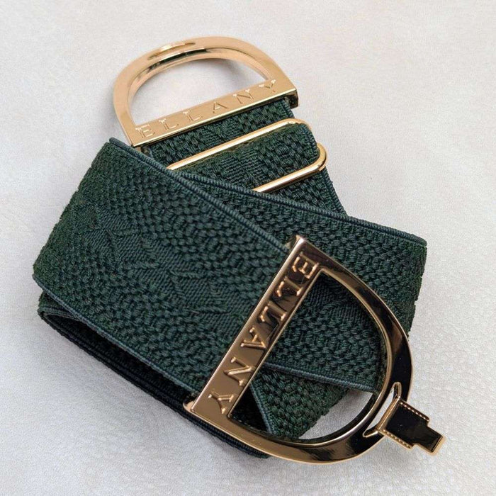 ellany 1.5 hampton hunter green gold stirrup belt