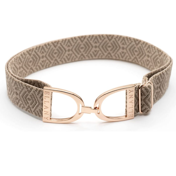 ELLANY 1.5 Rose Gold Buckle Tribal Taupe Elastic Belt